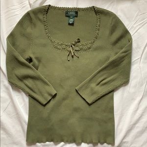Ralph Lauren green shirt with embellished collar